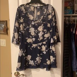 Torrid size 2 navy floral sheer top